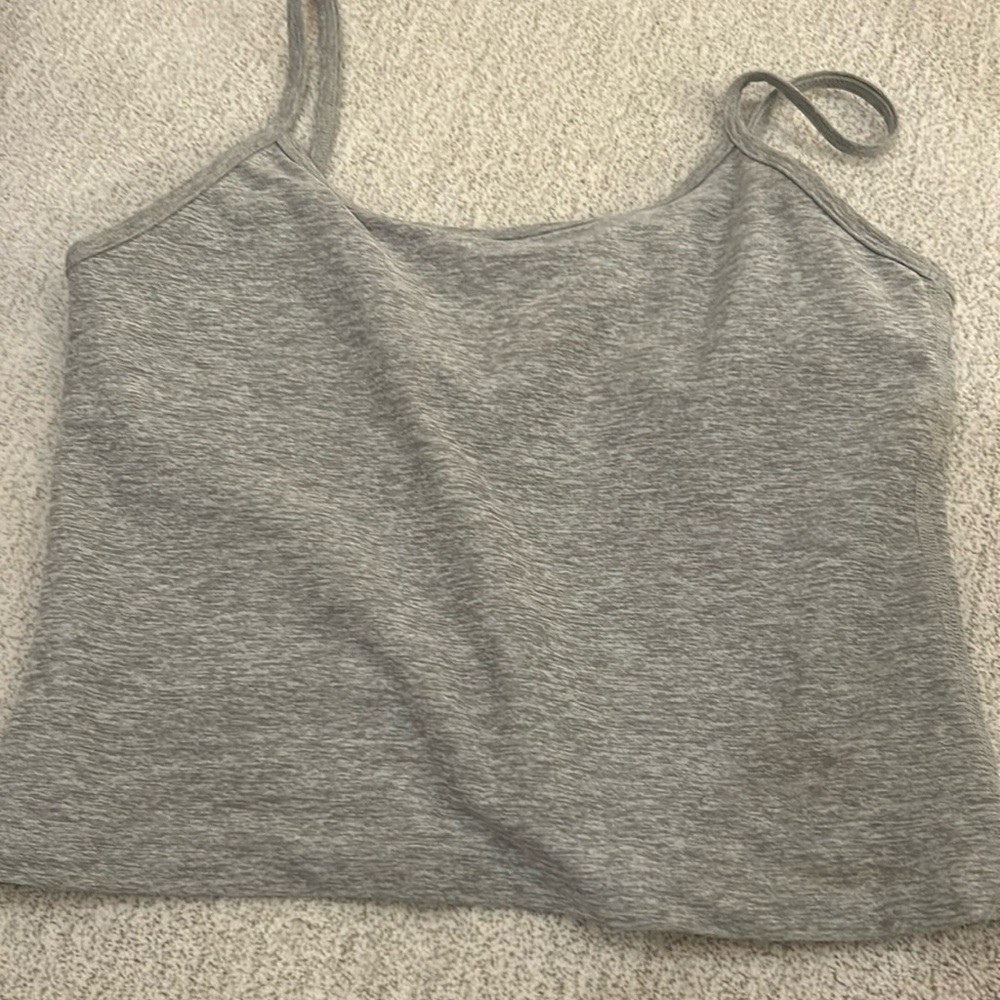 beyond yoga grey tank top with built in bra